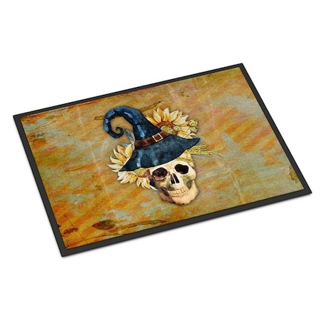Jensendistributionservices Day of the Dead Witch Skull Indoor or Outdoor Mat; 24 x 36 in. MI233996